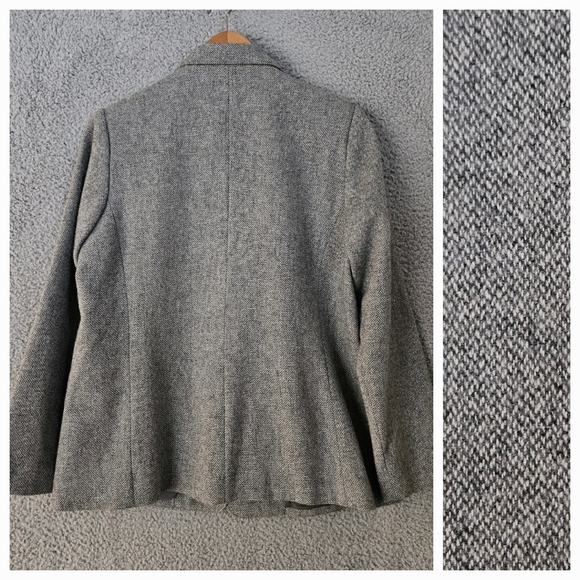 Vintage Women's Gray Wool Tweed Blazer Size 16 M L Cristin Stevens Jacket Fall - Picture 2 of 13